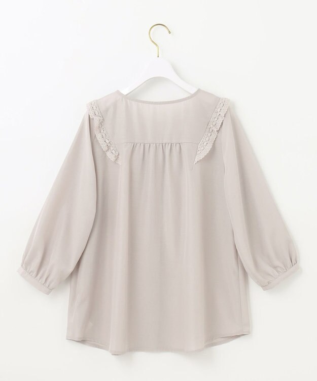 ANY SIS 【洗える】レースフリル ブラウス ローズグレー