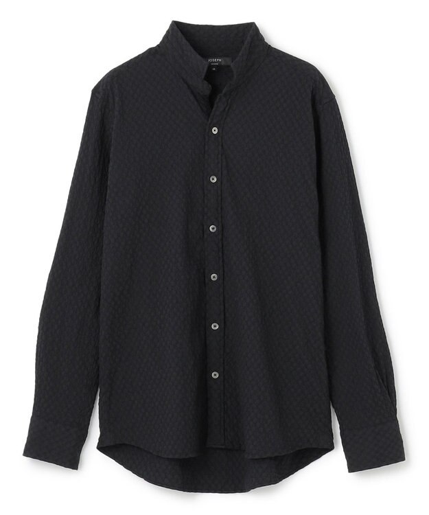 JOSEPH HOMME トライジャガードストレッチ　ウィングカラーシャツ ブラック系