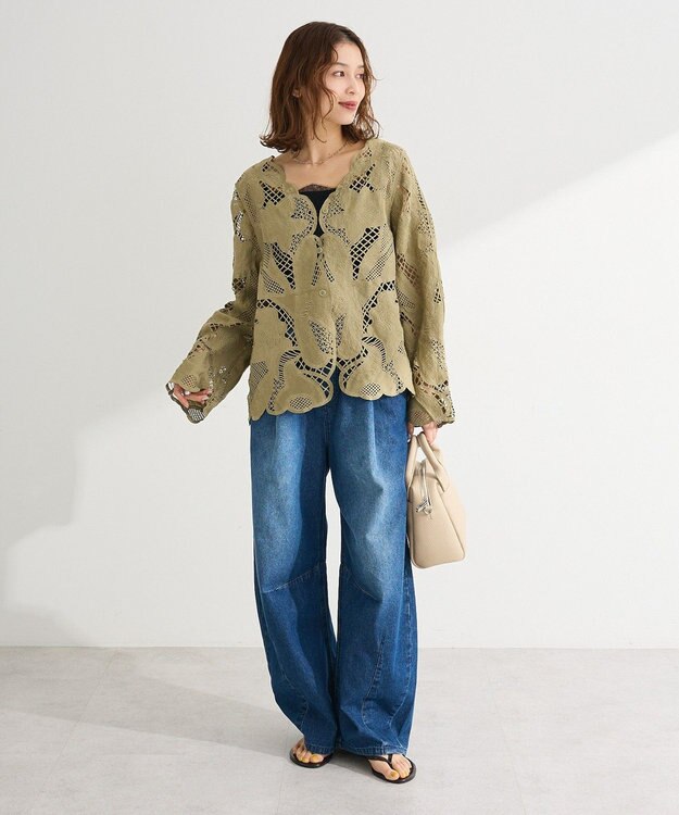 Green Parks レースカーディガン Khaki