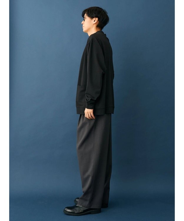 CRAFT STANDARD BOUTIQUE 強撚ポンチカーディガン＋Ｌ／Ｓ　ＴＥＥーＳＥＴ Black