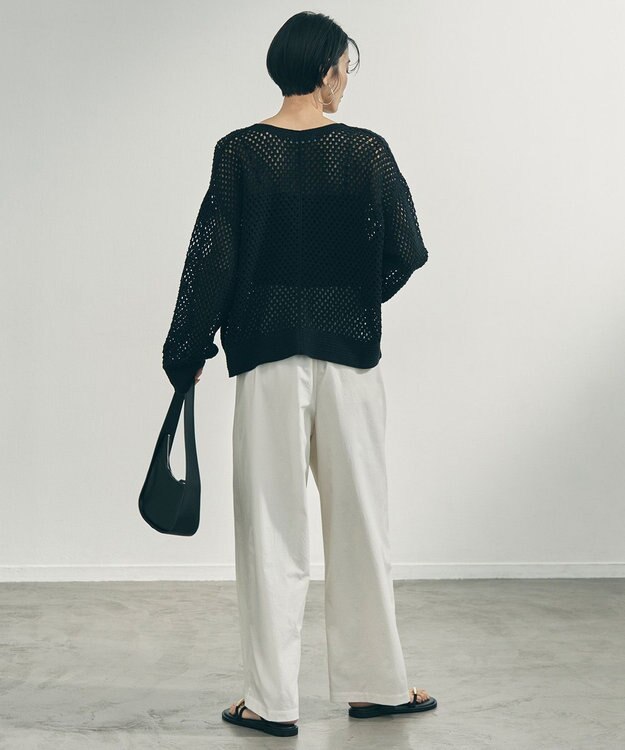 UNFILO 【セットアップ着用可/ウエストゴム】FINE MOVE ギャザーワイドパンツ オフ