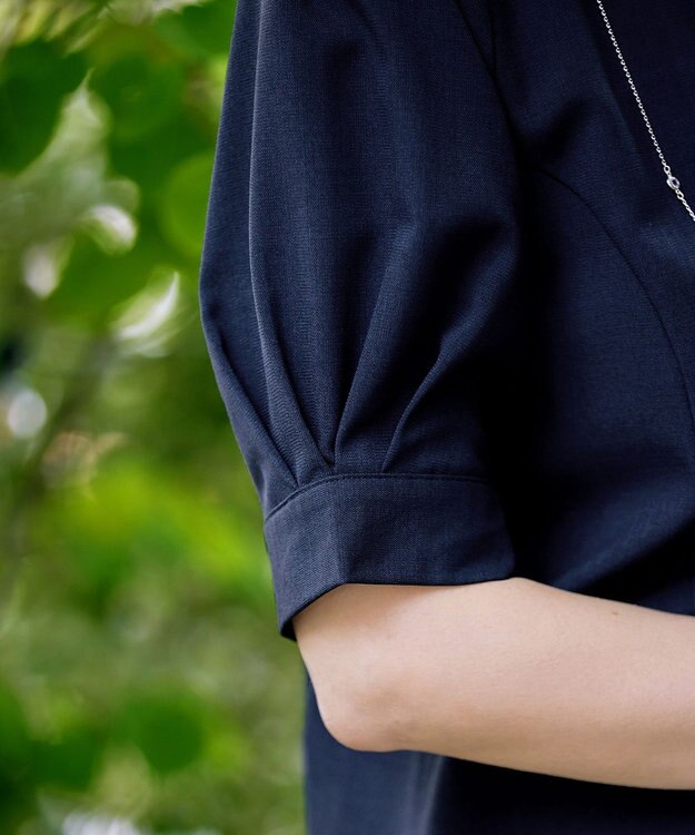 Tiaclasse 【洗える】パフスリーブチュニックブラウス ネイビー