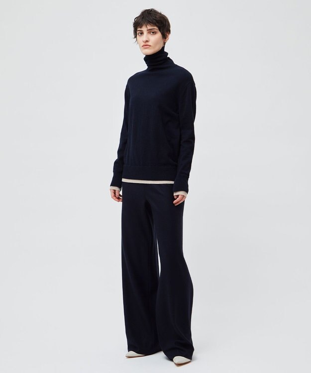 BEIGE， MONTAIGNE / ウエストゴムウールワイドパンツ Navy