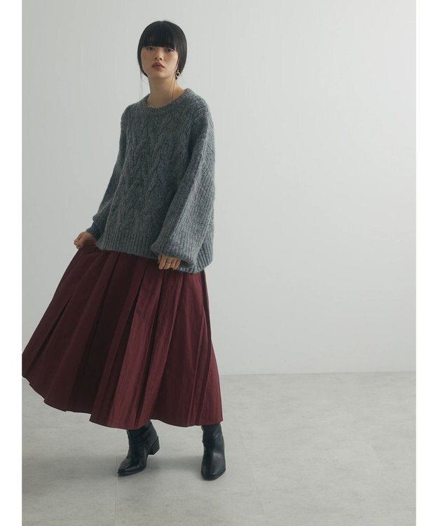 Green Parks armonia. ケーブルニットプルオーバー Charcoal Gray