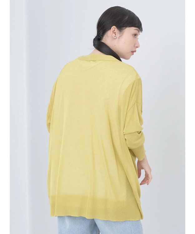 earth music&ecology 接触冷感シアーＢＩＧカーディガン Yellow
