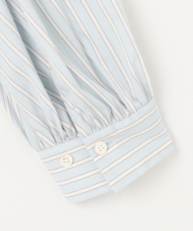 自由区 【洗える】SOMELOSクロップド丈 ブラウス サックスストライプ