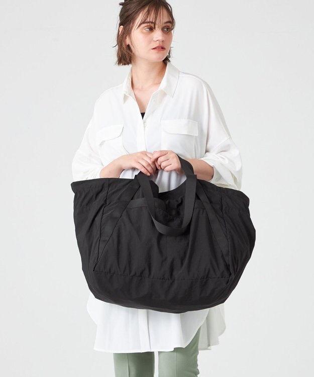 LA BAGAGERIE 【MONICA】ダブルハンドル　パッカブルビッグバッグ ブラック