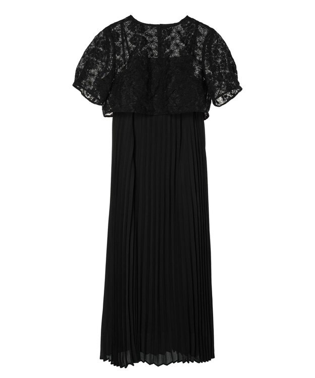 earth music&ecology ＳＥＴ２点　オーガンジー刺繍＋プリーツワンピース Black