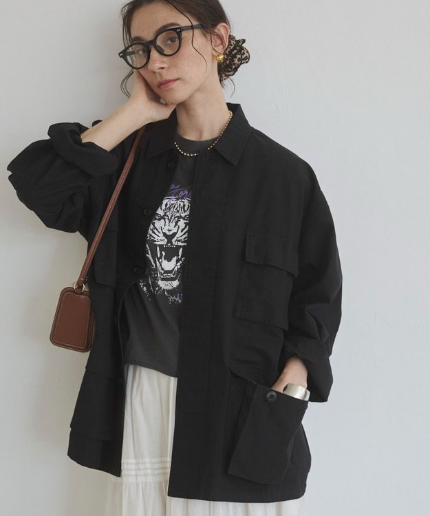 WEGO 【ANGIE VINTAGE】ミリタリー シャツジャケット ブラック