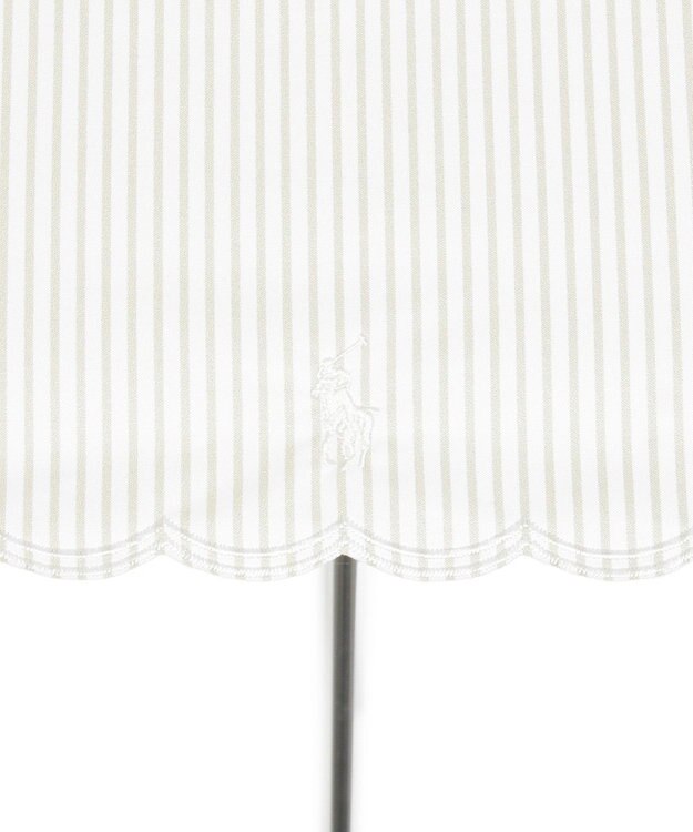 MOONBAT 【WEB限定/ 遮光率100％/遮熱/UV】POLO RALPH LAUREN（ポロ ラルフローレン）晴雨兼用日傘 ワンポイント ポロポニー ストライプ 折りたたみ傘 ベージュ