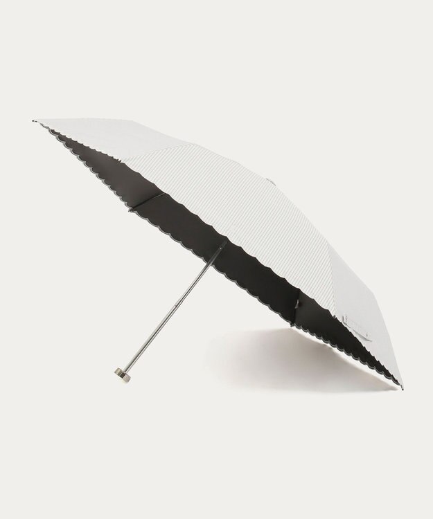 MOONBAT 【WEB限定/ 遮光率100％/遮熱/UV】POLO RALPH LAUREN（ポロ ラルフローレン）晴雨兼用日傘 ワンポイント ポロポニー ストライプ 折りたたみ傘 ベージュ