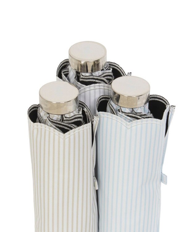 MOONBAT 【WEB限定/ 遮光率100％/遮熱/UV】POLO RALPH LAUREN（ポロ ラルフローレン）晴雨兼用日傘 ワンポイント ポロポニー ストライプ 折りたたみ傘 ベージュ