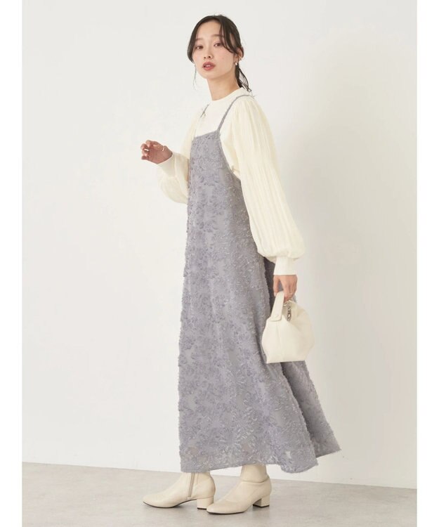 earth music&ecology フラワージャガードキャミワンピース Gray