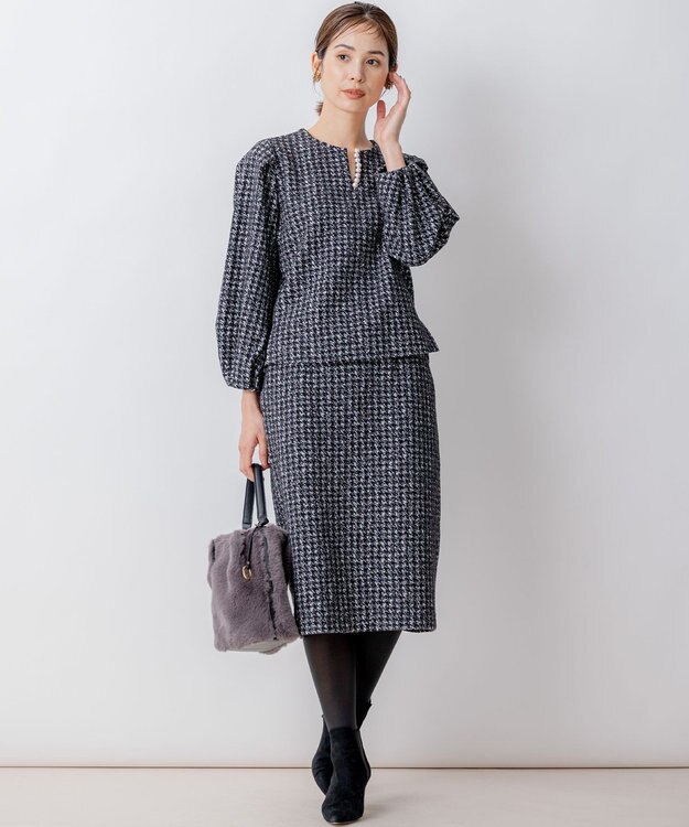 組曲 L 【WEB限定】ニュアンスジャガード セットアップ ネイビー系3