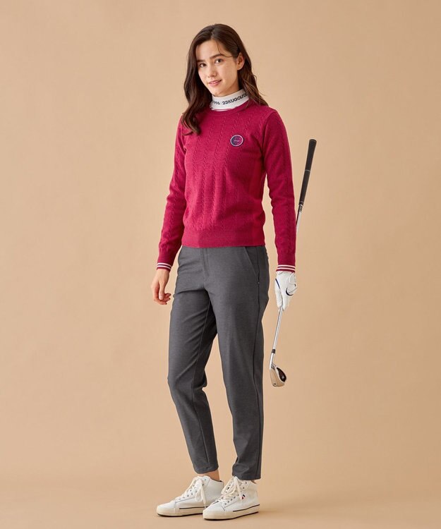 23区GOLF 【WOMEN】【洗える】ストレッチカラー ニット オールドローズ系