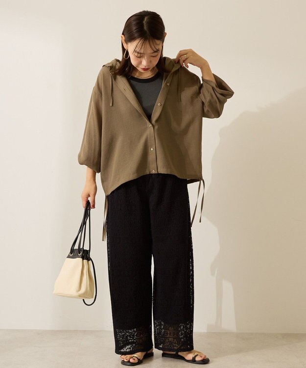 AMERICAN HOLIC シアーフーディーシャツ Khaki