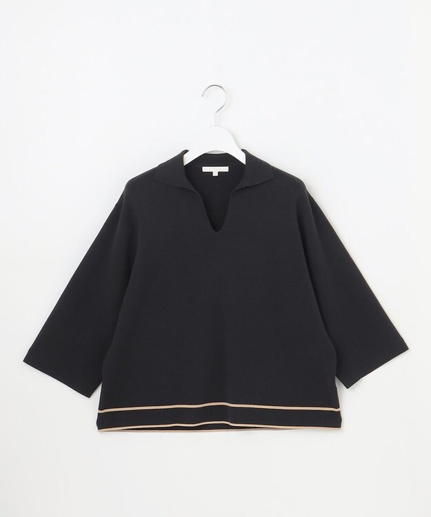 自由区 S レーヨンストレッチスキッパー ニット ネイビー