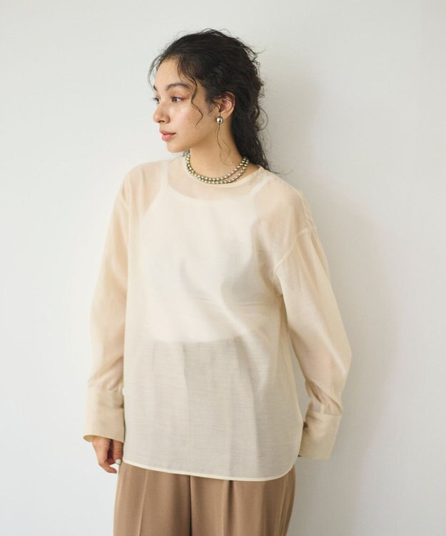 #Newans シアープルオーバーシャツ アイボリー系