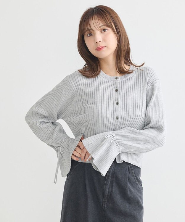 earth music&ecology キャンディースリーブカーディガン Gray