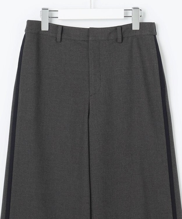 J.PRESS LADIES ジョーゼット裏起毛 ワイド パンツ チャコール×ネイビー系