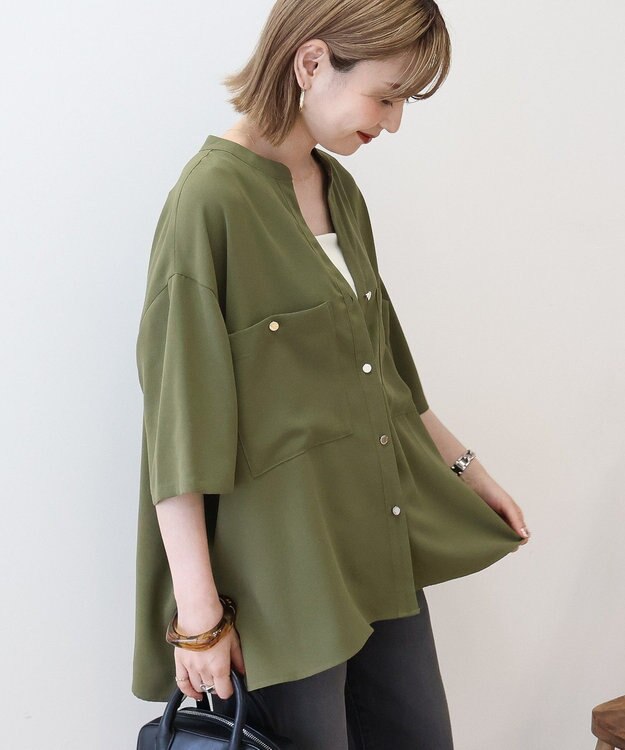 AMERICAN HOLIC ミリタリーWポケットスキッパーシャツ Khaki