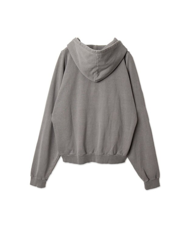 WEGO 【ユニセックス着用ITEM】ピグメントダメージアップリケZIPパーカー グレー