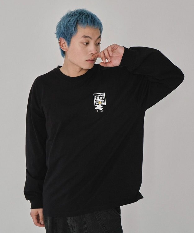 WEGO 【ユニセックス着用ITEM】別注VISIONゴーストスケータープリントT（LS） ブラック