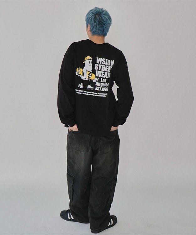 WEGO 【ユニセックス着用ITEM】別注VISIONゴーストスケータープリントT（LS） ブラック