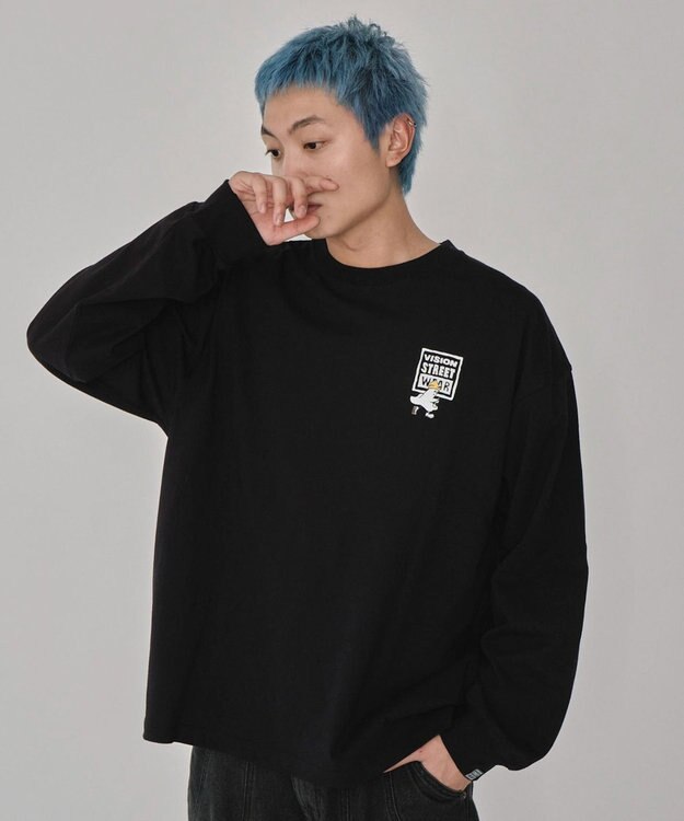 WEGO 【ユニセックス着用ITEM】別注VISIONゴーストスケータープリントT（LS） ブラック