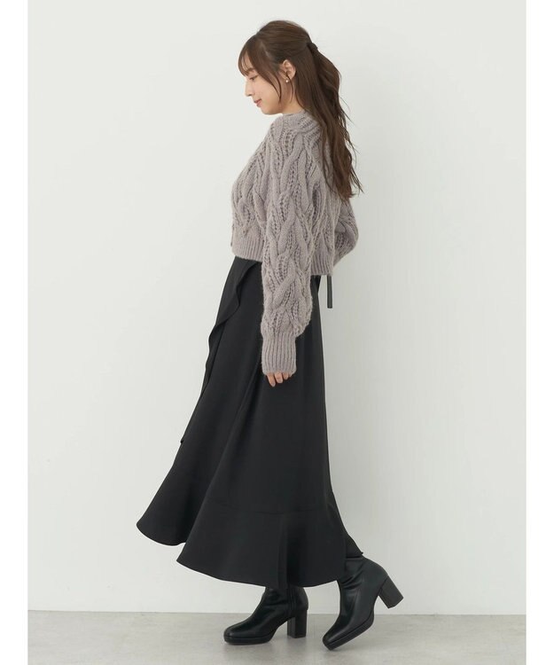 earth music&ecology ｍｉｘケーブルカーディガン Gray Beige