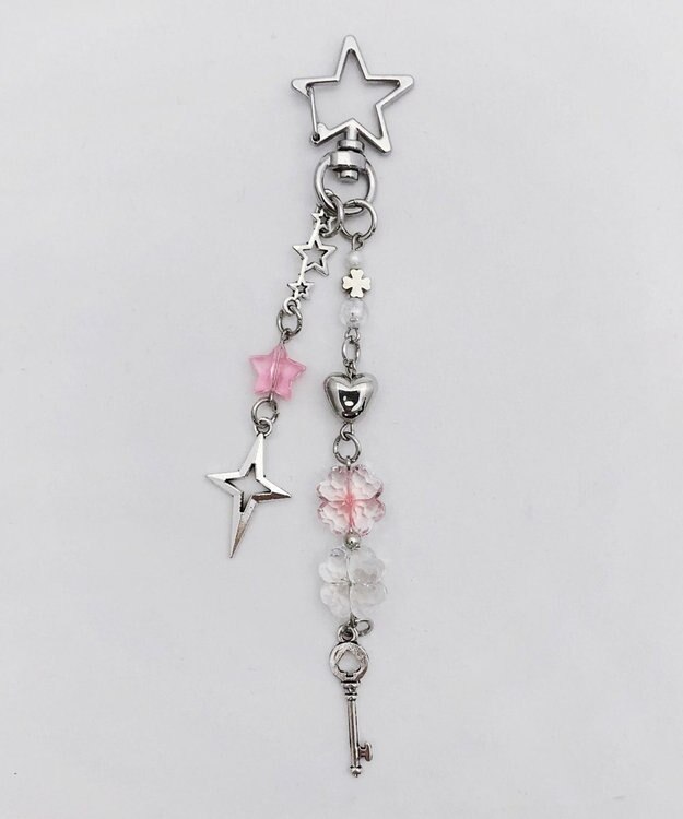WEGO スタークローバービーズキーホルダー ピンク