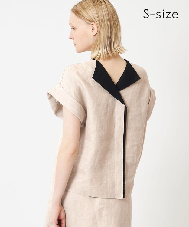 BEIGE， 【S-size】CHESTNUT / ノーカラーブラウス Flax