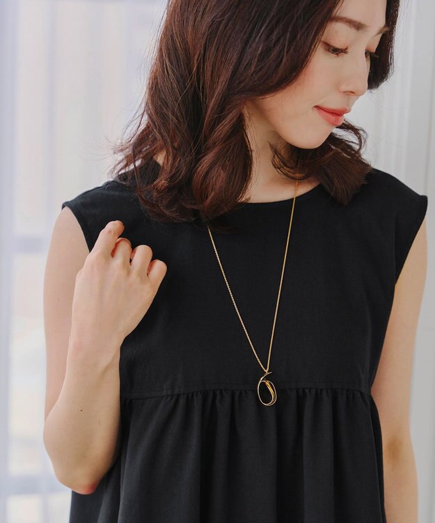 Tiaclasse 【洗える】後ろリボンギャザーワンピース ブラック