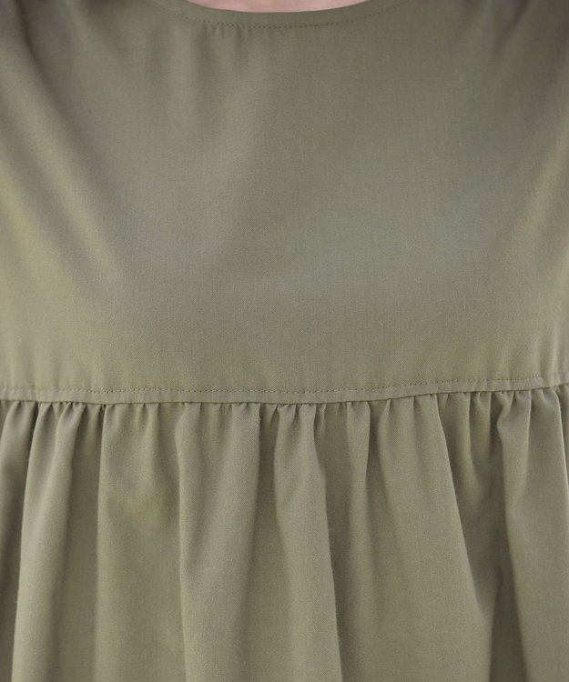 Tiaclasse 【洗える】後ろリボンギャザーワンピース カーキ