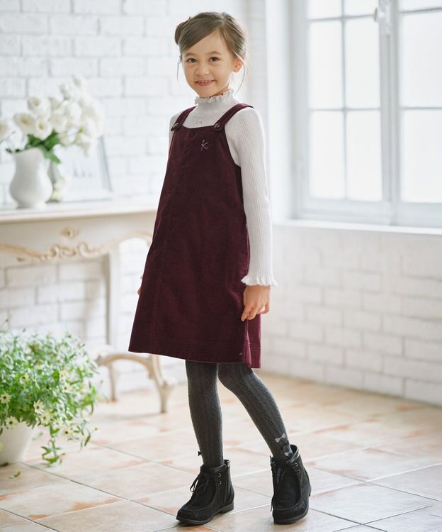 組曲 KIDS 【150-160㎝】コーデュロイ ワンピース ワイン系