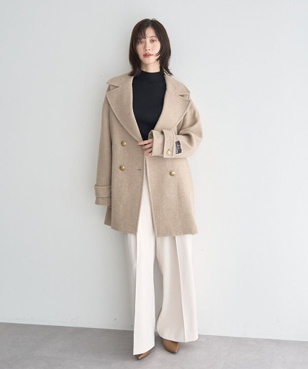 YECCA VECCA ウール混ミドル丈Pコート Dark Navy