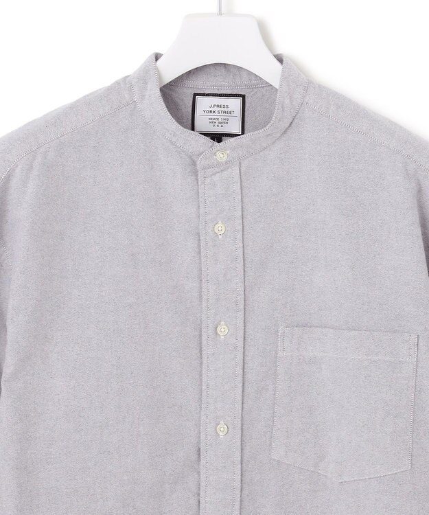 J.PRESS YORK STREET 【UNISEX】オックス起毛 バンドカラーシャツ ライトグレー系