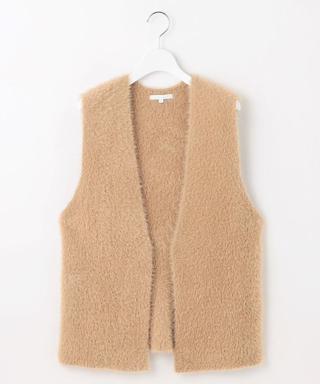 自由区 L ニットファー ジレ キャメル