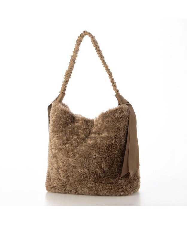 UNBILLION カシュカシュ cachecache / 下がりグログランボアトートバッグ ブラウン