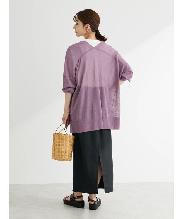 Green Parks 接触冷感シアーニットカーディガン Purple