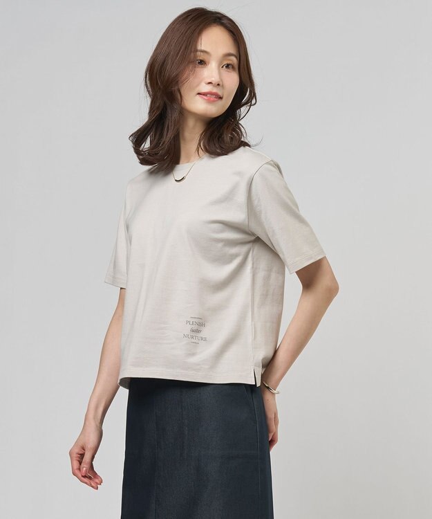 J.PRESS LADIES ロゴ Tシャツ グレージュ系