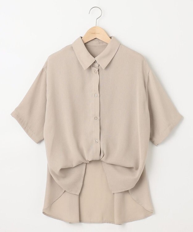 SHARE PARK LADIES 【2WAY】オーバーサイズ楊柳シャツ ライトグレー系