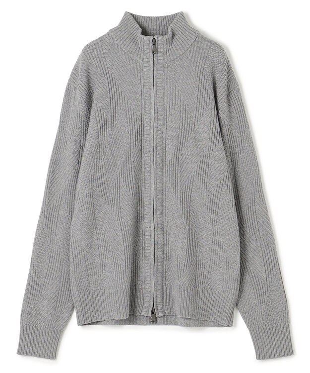 JOSEPH HOMME  新柄【洗える】シルクバルキー　　ハイネックジップアップニット ライトグレー系