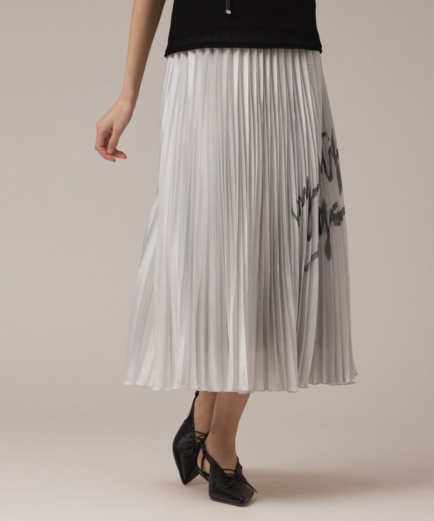 GRACE CONTINENTAL コラボロングプリーツスカート シルバー