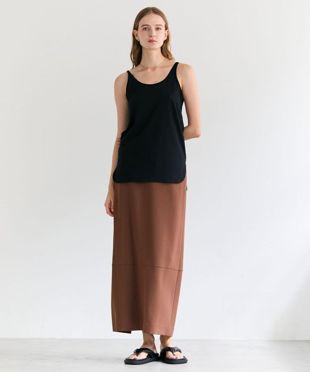 BEIGE， 【洗える】BROIS / コットンシャツテールタンクトップ Black