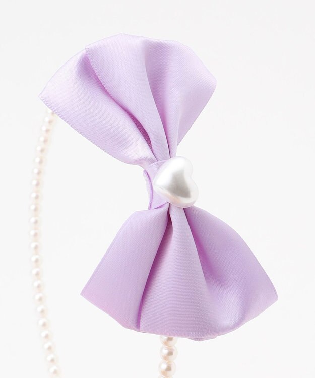 ANY KIDS サテンリボン×パール キッズ カチューシャ ラベンダー