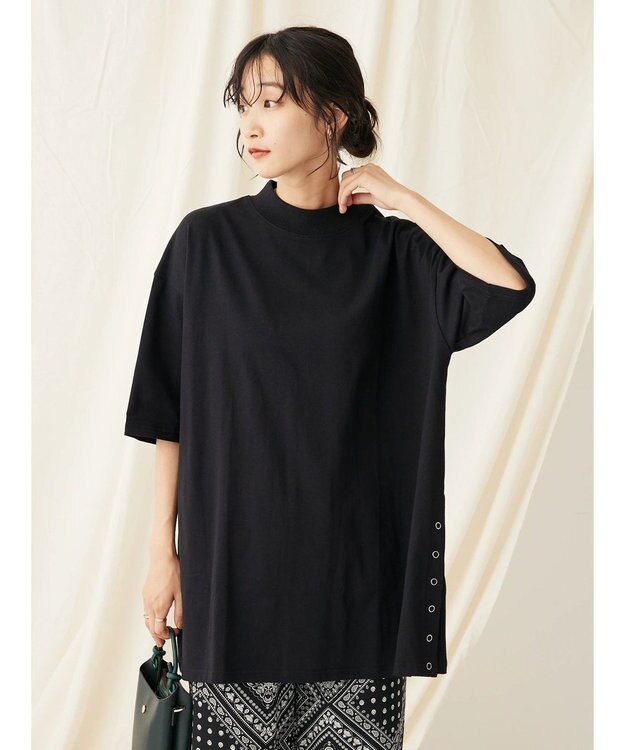 CRAFT STANDARD BOUTIQUE モックネックリングドットチュニック Black