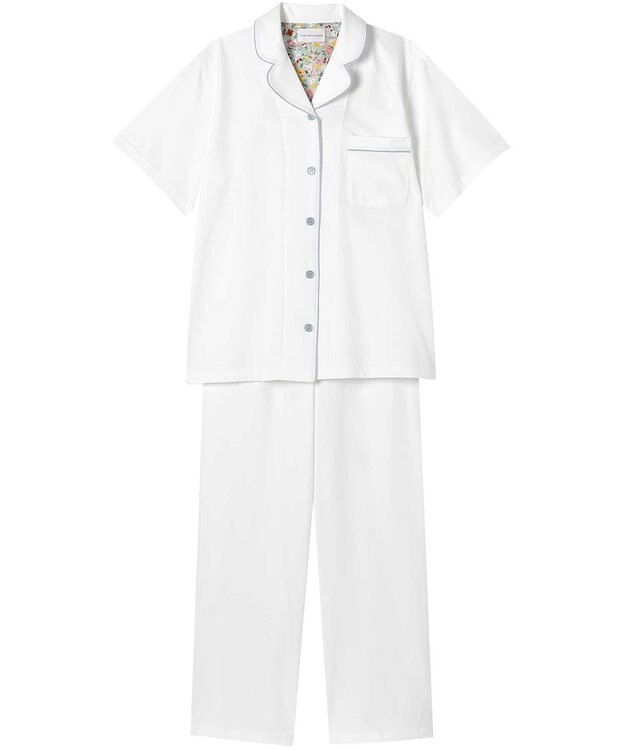 une nana cool MADE WITH LIBERTY FABRIC 綿100％ハイゲージ天竺 半袖パジャマ WH