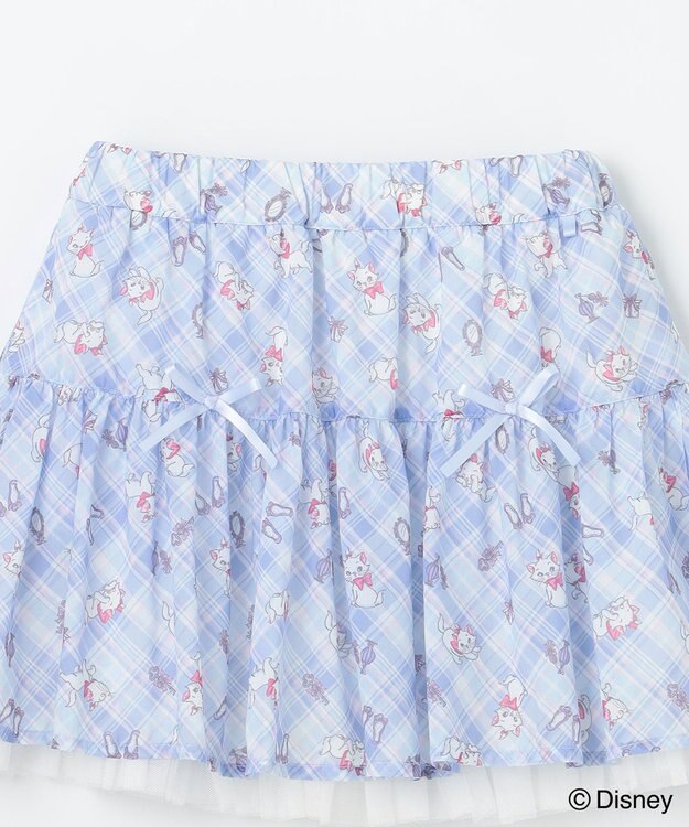ANY KIDS 【ディズニー/マリー】チェック柄 総柄スカパン サックスブルー