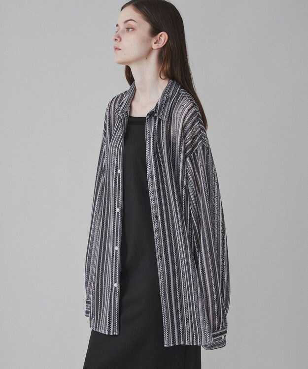 WEGO 【ユニセックス着用ITEM】ストライプメッシュBIGシャツ 柄1